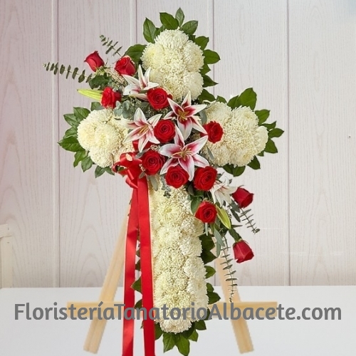 Cruz Funerario clavel y rosas especial