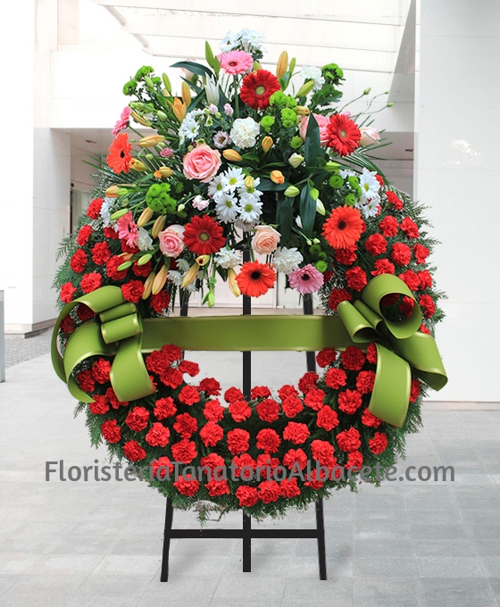 Corona Funeraria de clavel rojo para Albacete